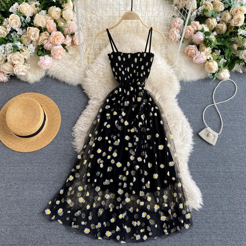Floral Mesh Party Dress For Women Lightweight Beach Sundress