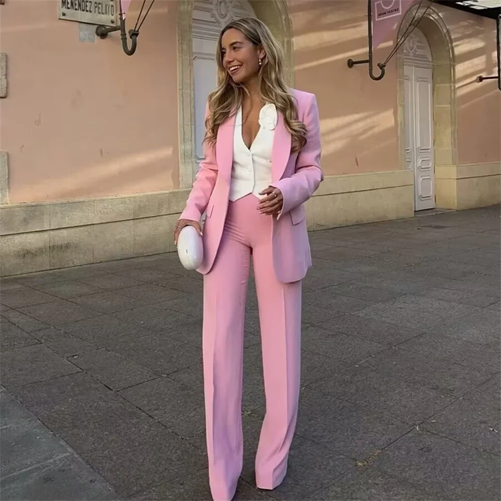 Fashionable Women's Two-Piece Suit Set with Jacket and Pants