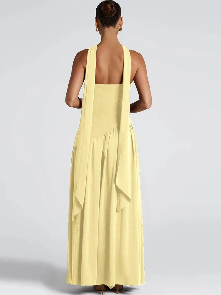 Backless Patchwork Dress Strapless Summer Draped Slit