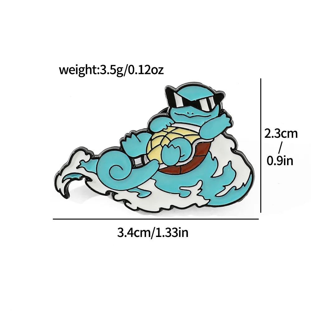 Cute Cartoon Pocket Monsters Enamel Brooch Set for Bags - 4 Pcs Creative Animated Character Accessories