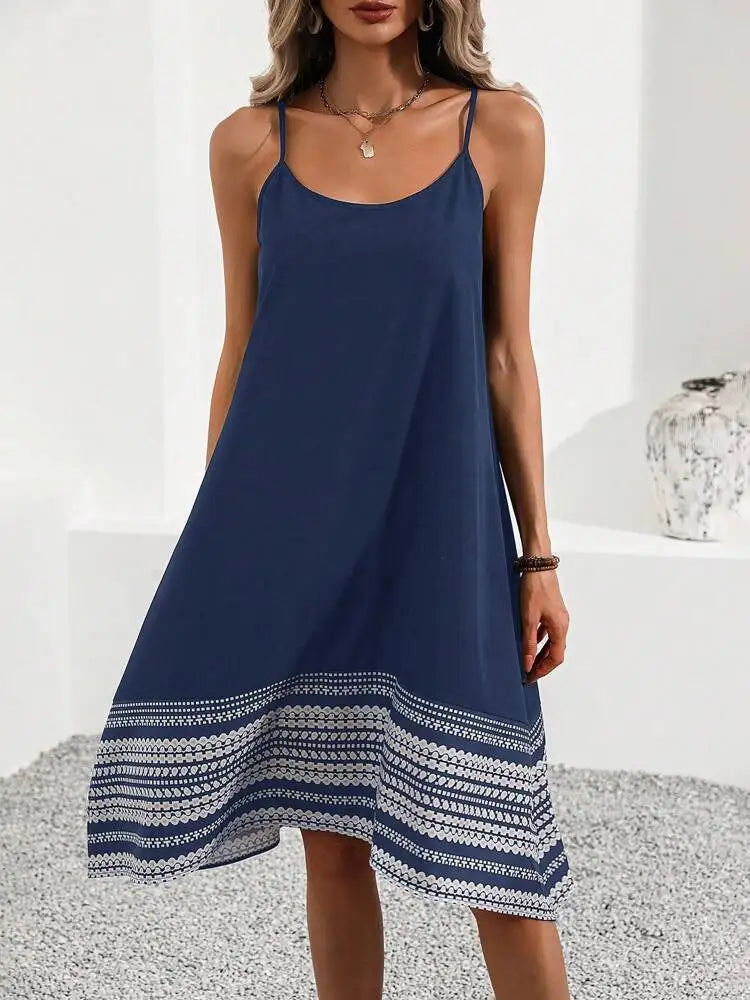 Sleeveless U Neck Dress For Women Casual Summer Sling Dress