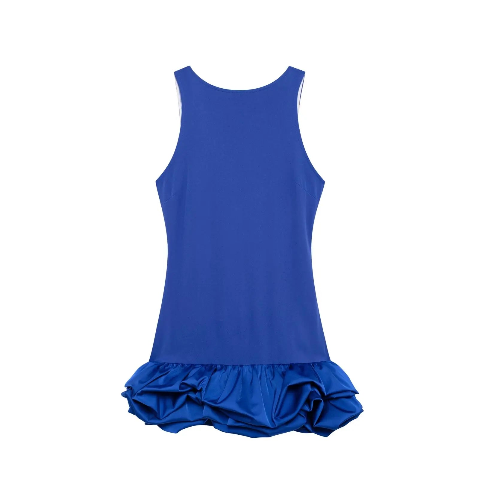 Backless Patchwork Mini Dress For Women Fluffy Hem Party