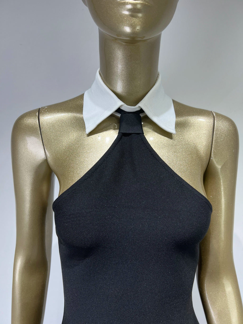 Patchwork Backless Mini Bandage Dress For Evening Party