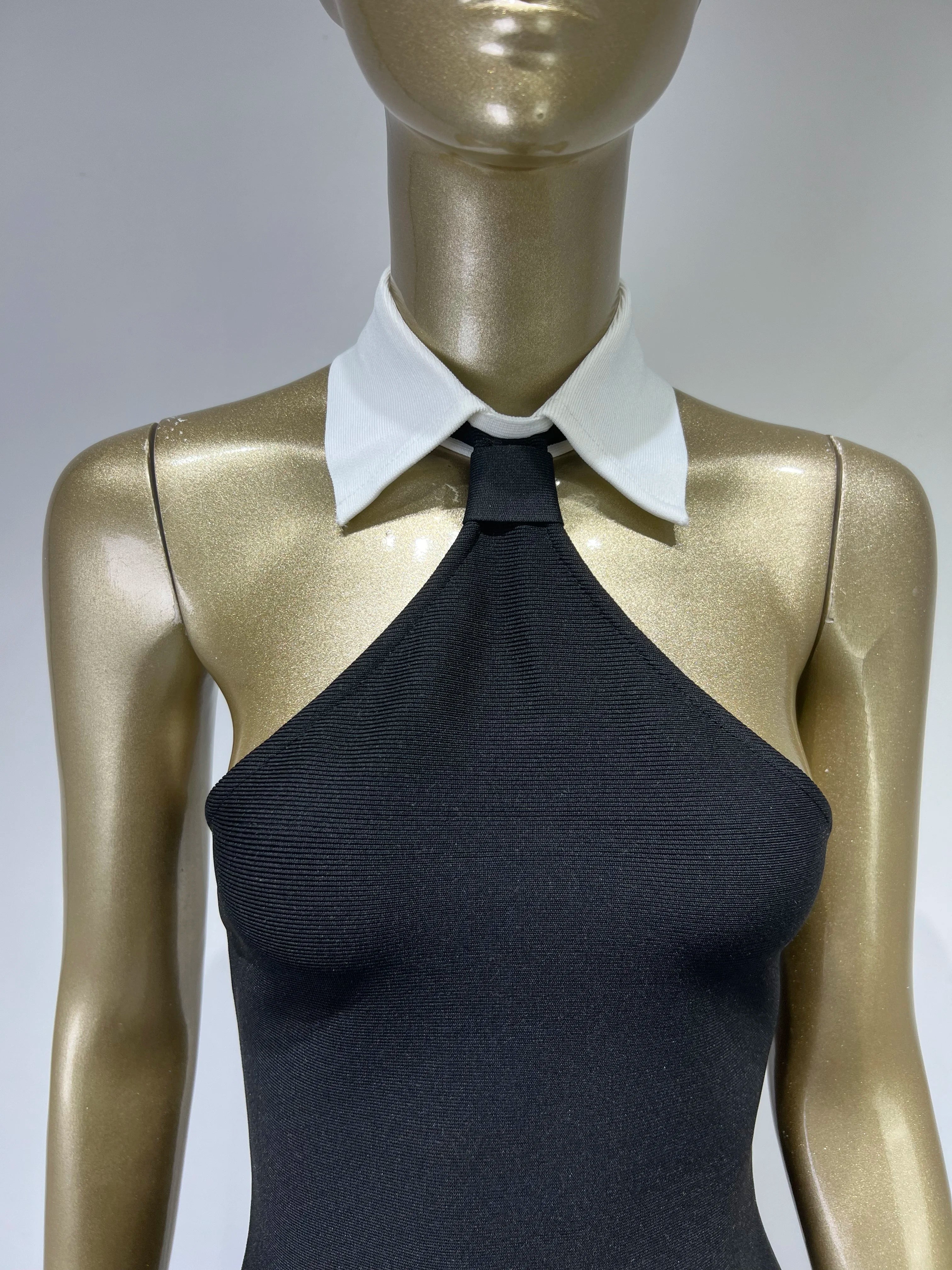 Patchwork Backless Mini Bandage Dress For Evening Party