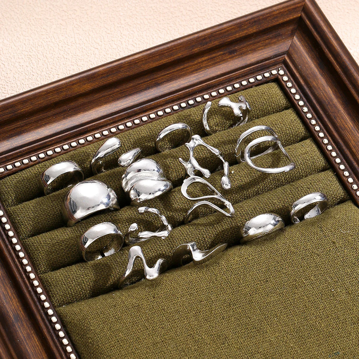 15Pcs Geometric Open Rings Set for Women Chunky Silver Hip Hop Jewelry