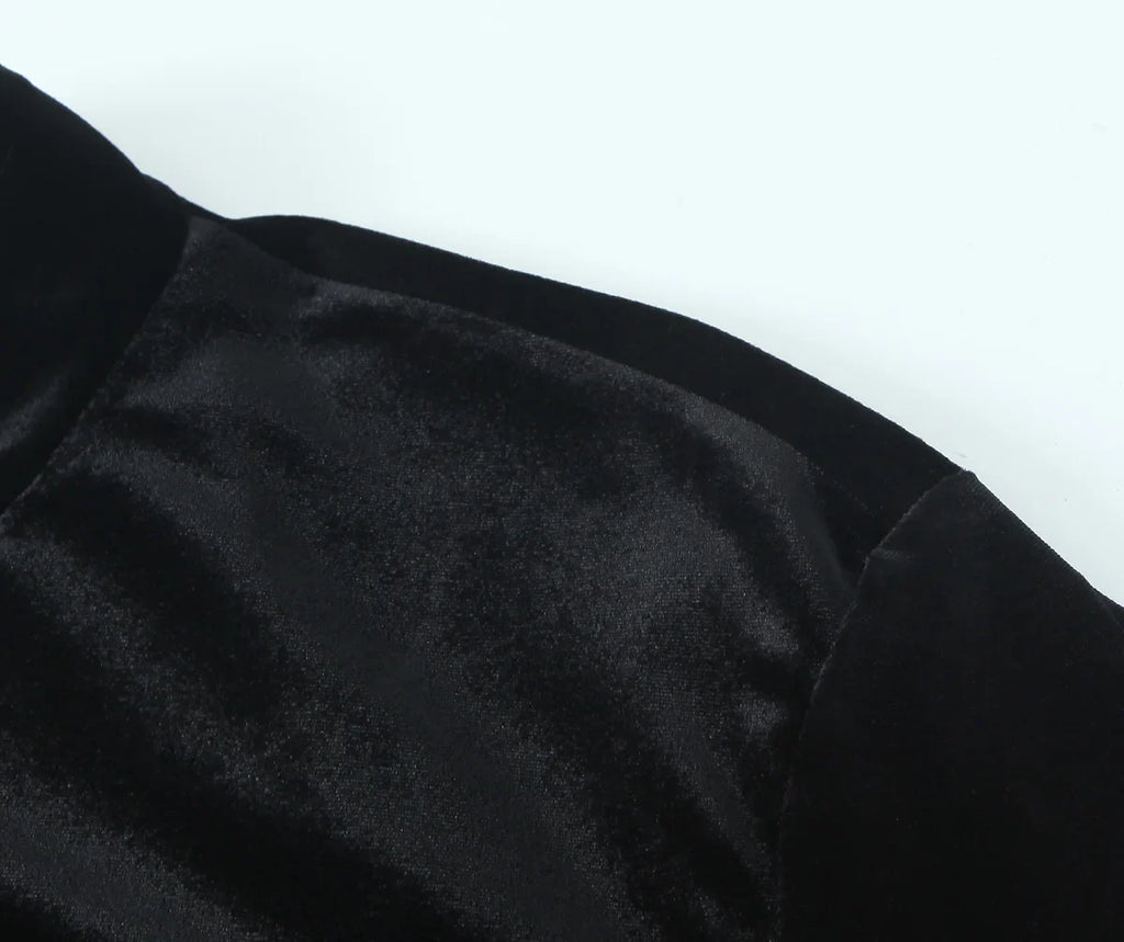 Women's Fashion Velvet Trouser Set with Wide Leg Pants and Long Sleeve Coat Top for Stylish Streetwear Outfit