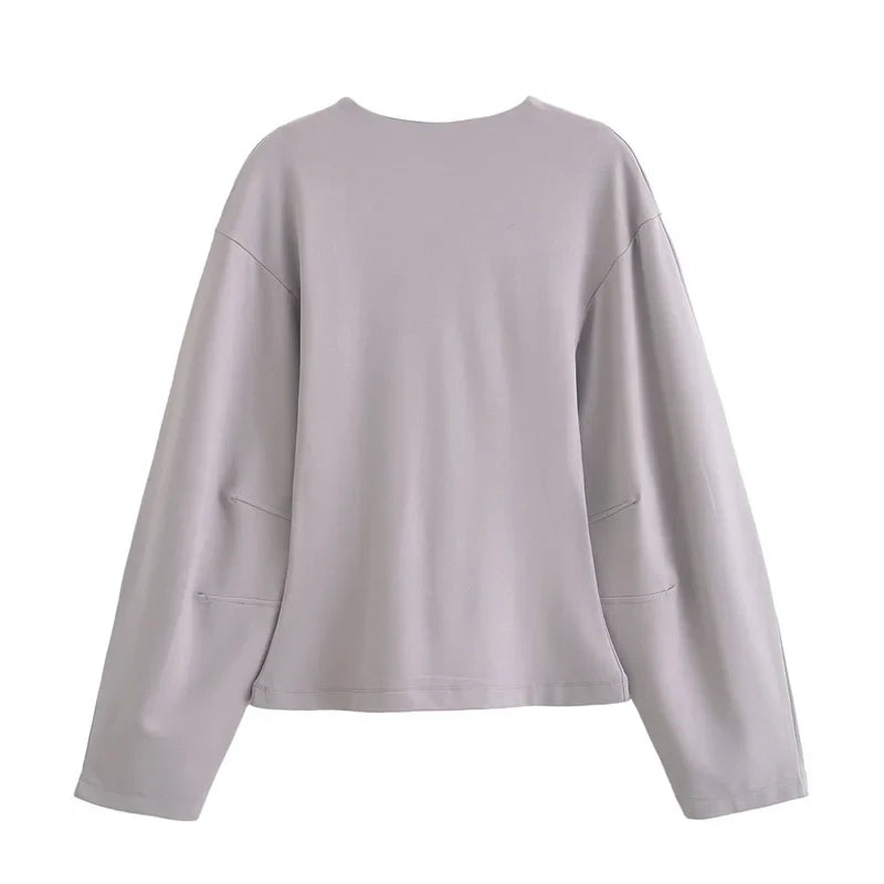 Pleated Long Sleeve Two Piece Pant Set for Women Comfortable Spring Sweatsuit