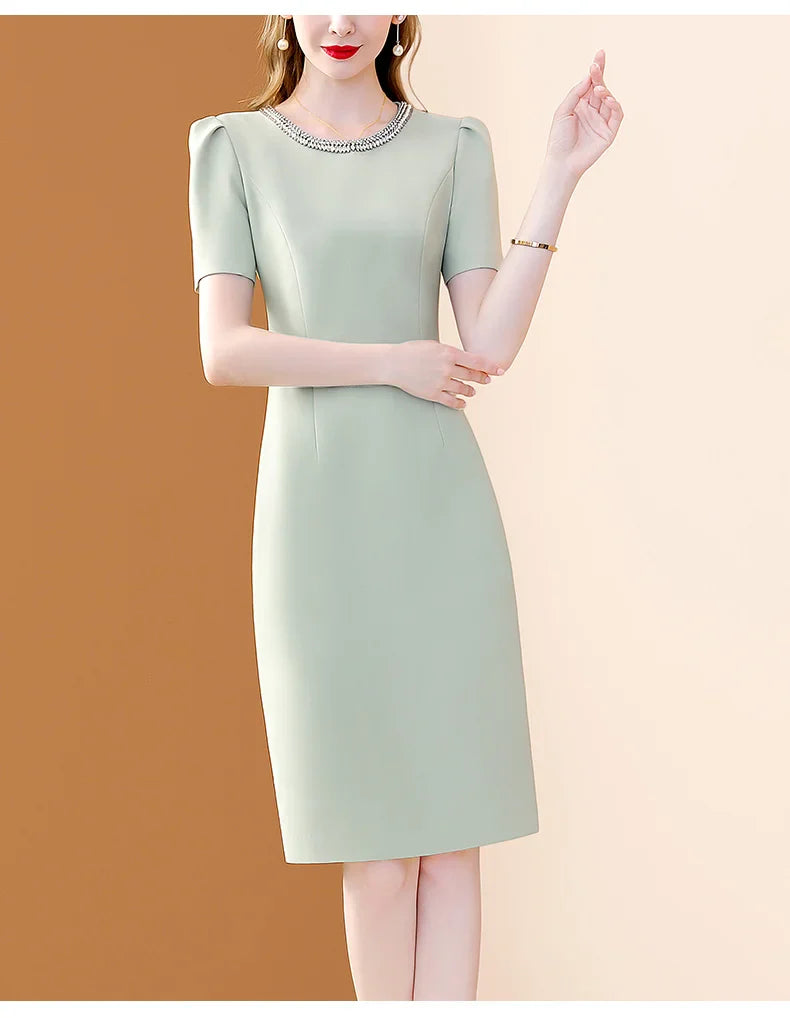 Elegant O Neck Embroidered A Line Dress For Women Casual