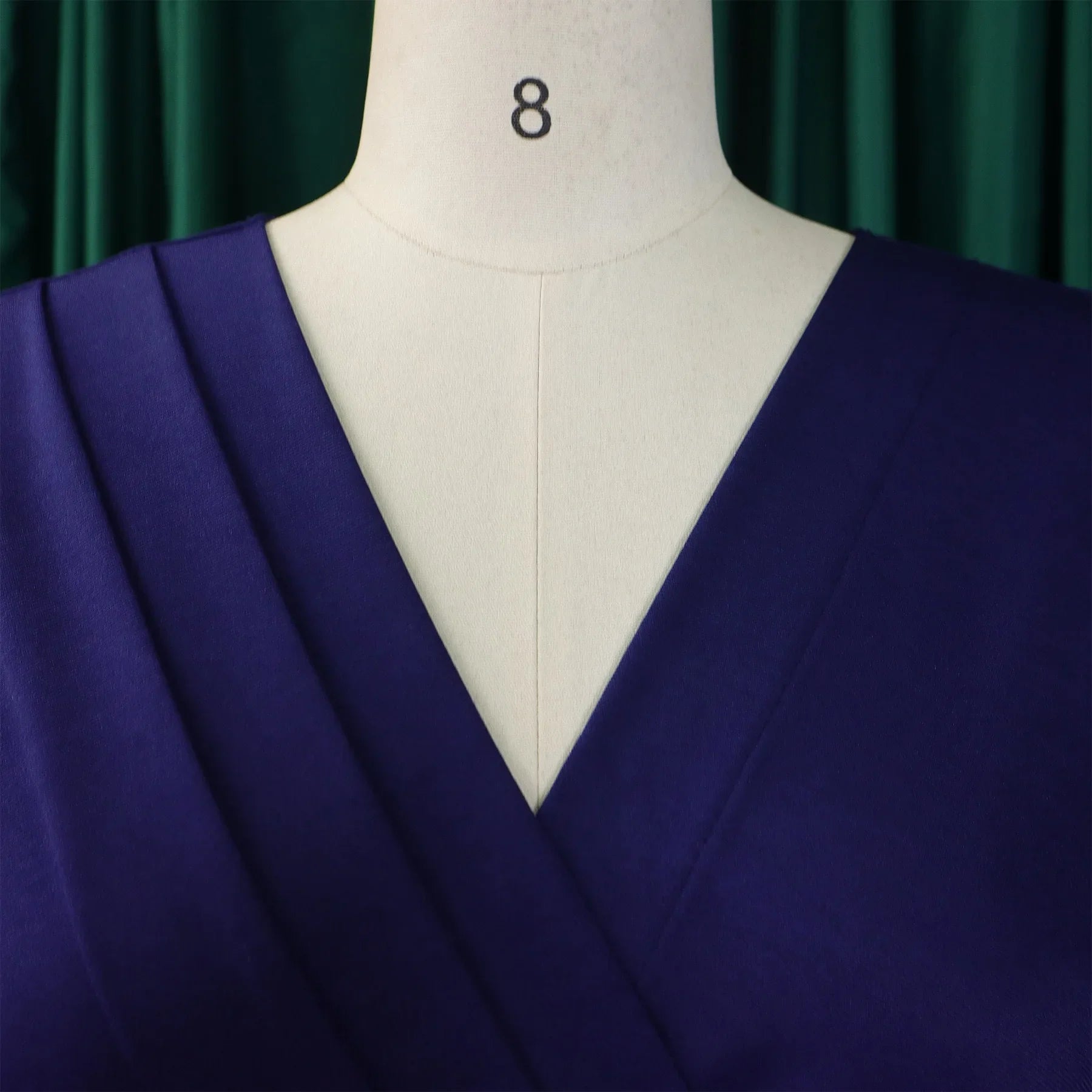 V Neck Office Dress For Women Belted Pleated Mid Calf