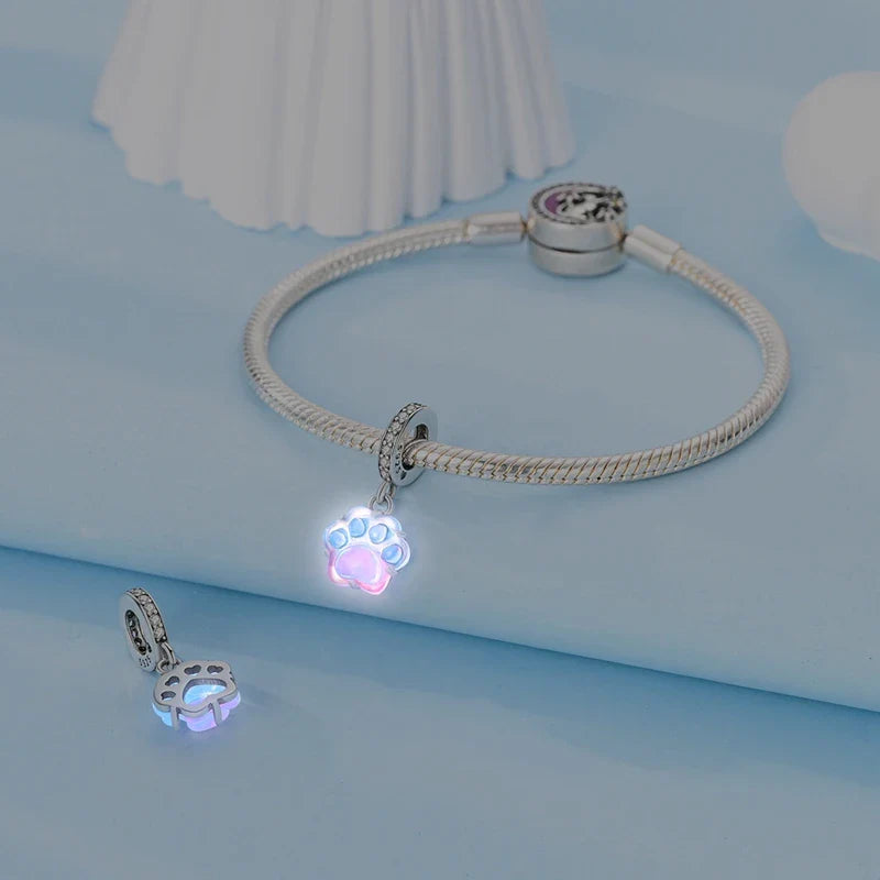 925 Sterling Silver Pink Pendant Charm for DIY Jewelry Bracelet and Necklace