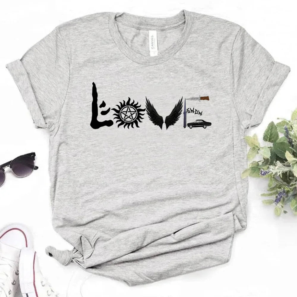 Supernatural Graphic T-Shirts for Women - Stylish Harajuku Comic Tee for Girls