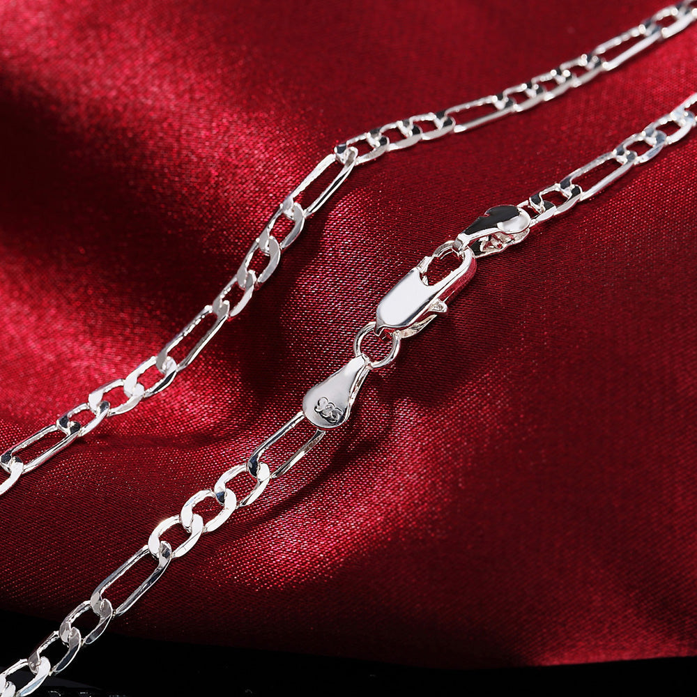 925 Silver 4MM Chain Bracelet Necklace Jewelry Set for Men and Women Perfect for Charms and Wedding Gifts