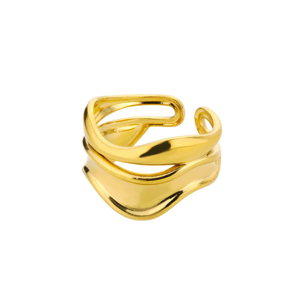 Gold 316L Stainless Steel Rings for Women Luxury Wedding Couple Jewelry Classic Design