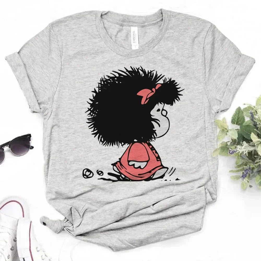 Mafalda Manga T-Shirts for Women Casual Harajuku Style Japanese Graphic Top Y2K Fashion Shirt