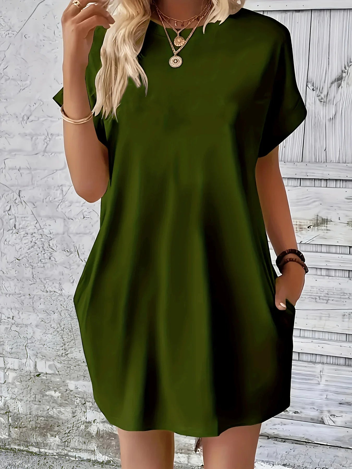 Plus Size Women's Summer Round Neck Bear Print Dress