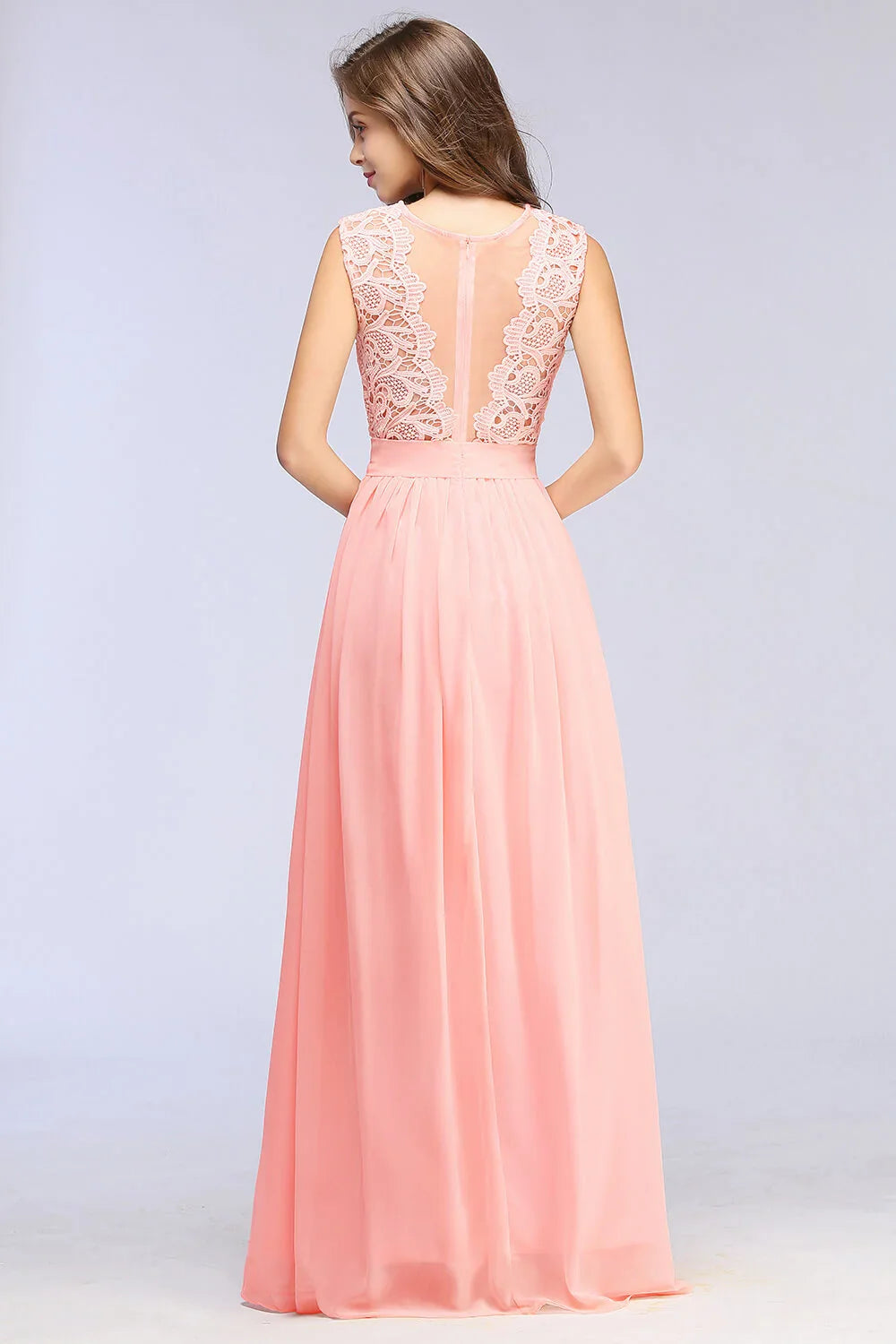 Boho Maxi Dress 3D Floral Lace Chiffon Coral For Women