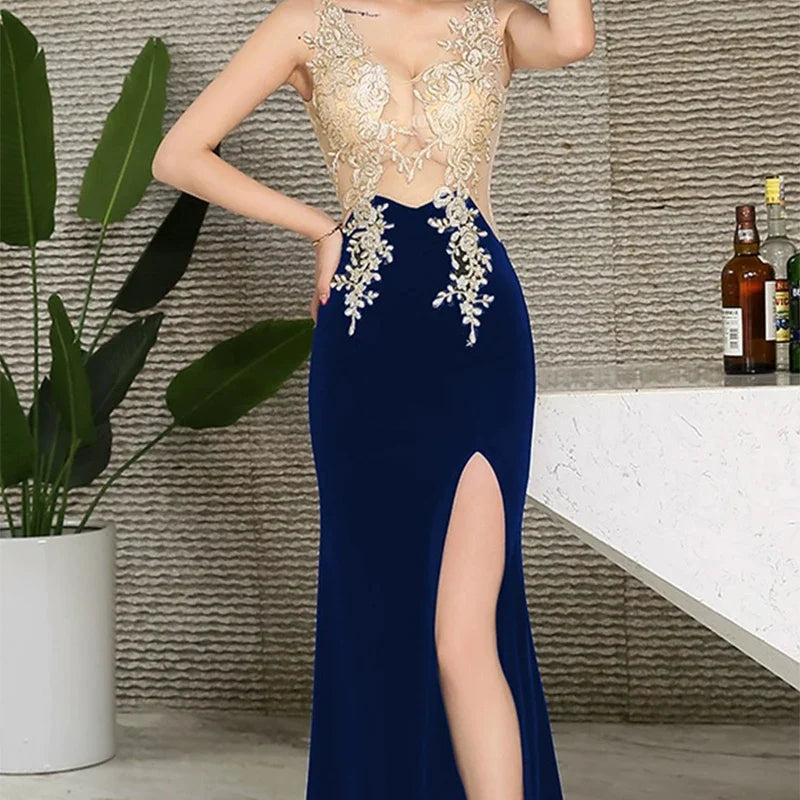 Elegant V Neck Off Shoulder Slim Evening Dress For Women
