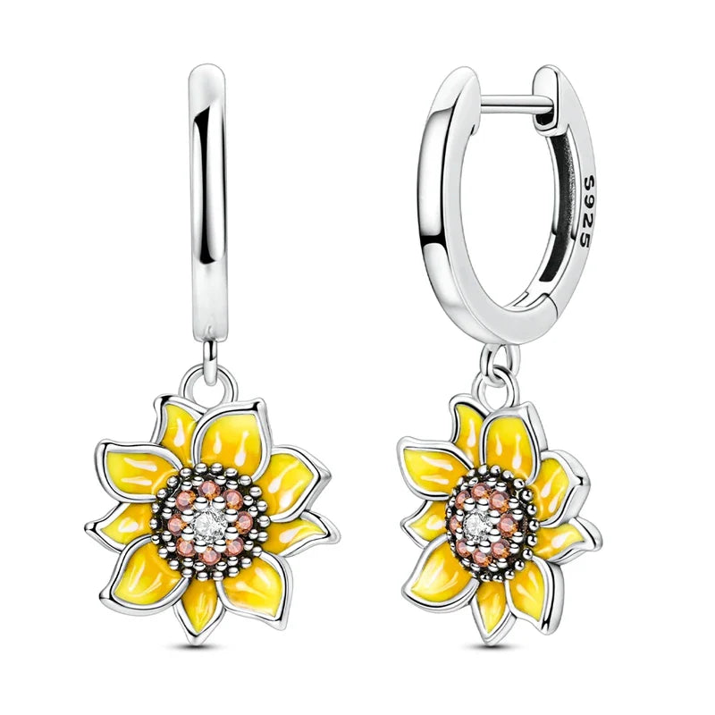 Colorful Butterfly Bee Ladybug Rainbow Flower Earrings in 925 Sterling Silver for Women Fashion Jewelry Gifts