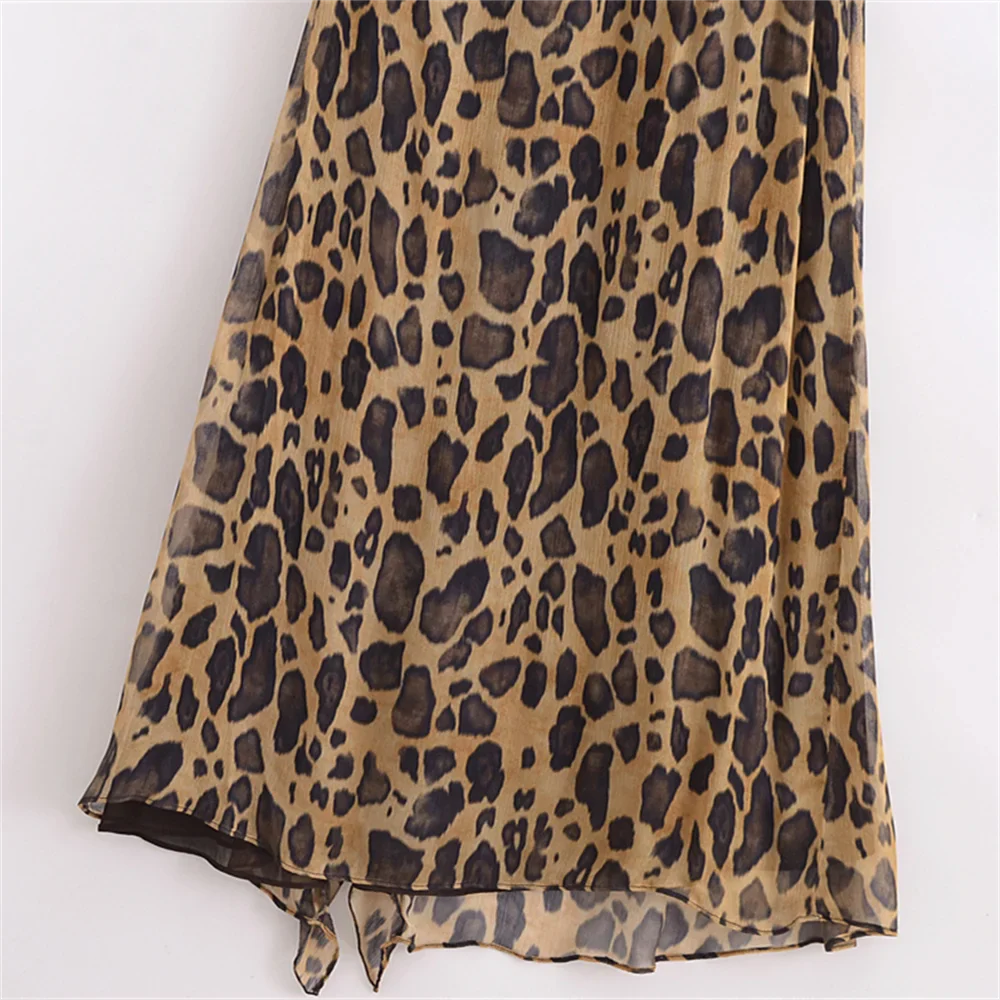 Leopard Print Layered Dress for Women Slim Fit Elegant