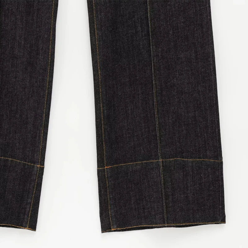 Women's Denim Pants Set 2 Piece Outfit with Long Sleeve Tops and Wide Leg Trousers for Casual Elegance