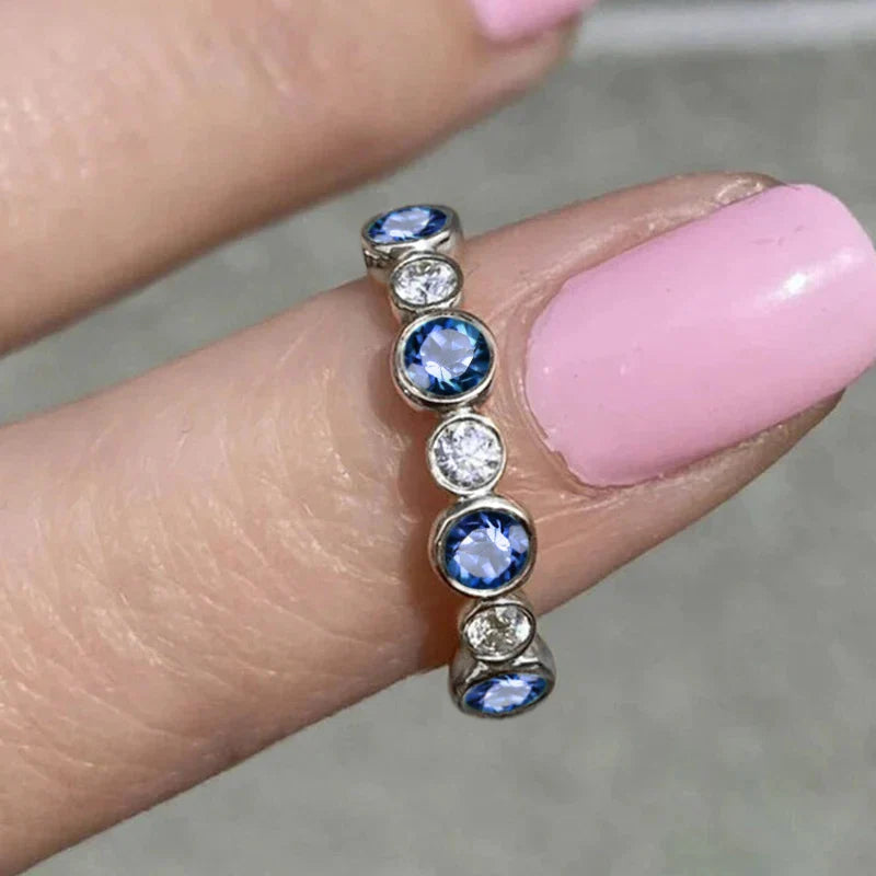 Trendy Round Cubic Zirconia Ring for Women in Silver and Gold Color Luxury Jewelry Accessory