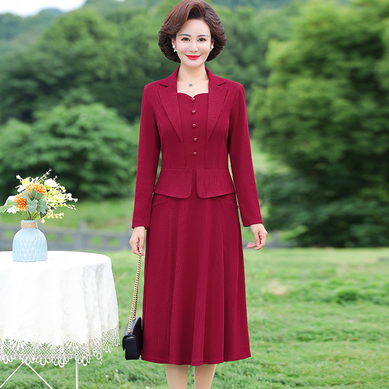 Autumn Women Aline Knee Length Office Dress With Collar