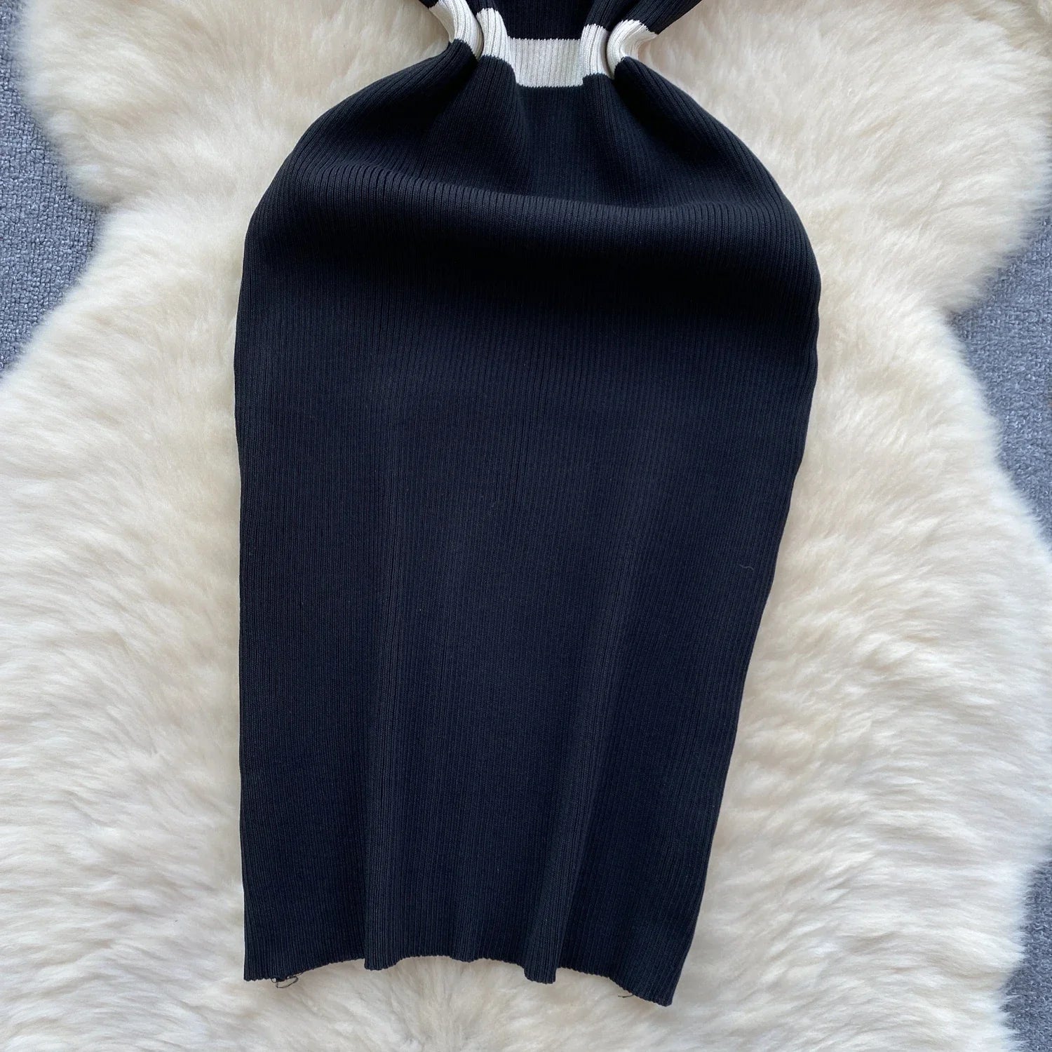 Casual Knit Wrap Dress With Off Shoulder Stripes For Summer