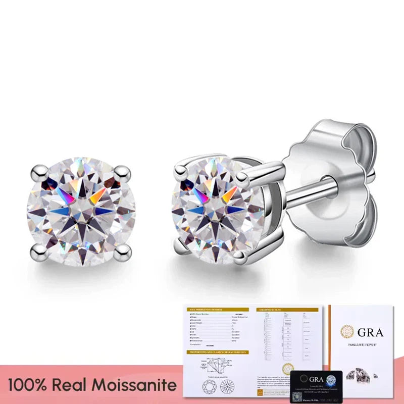 Moissanite Diamond Stud Earrings in S925 Sterling Silver for Women Perfect for Wedding Engagement and Anniversary Gifts