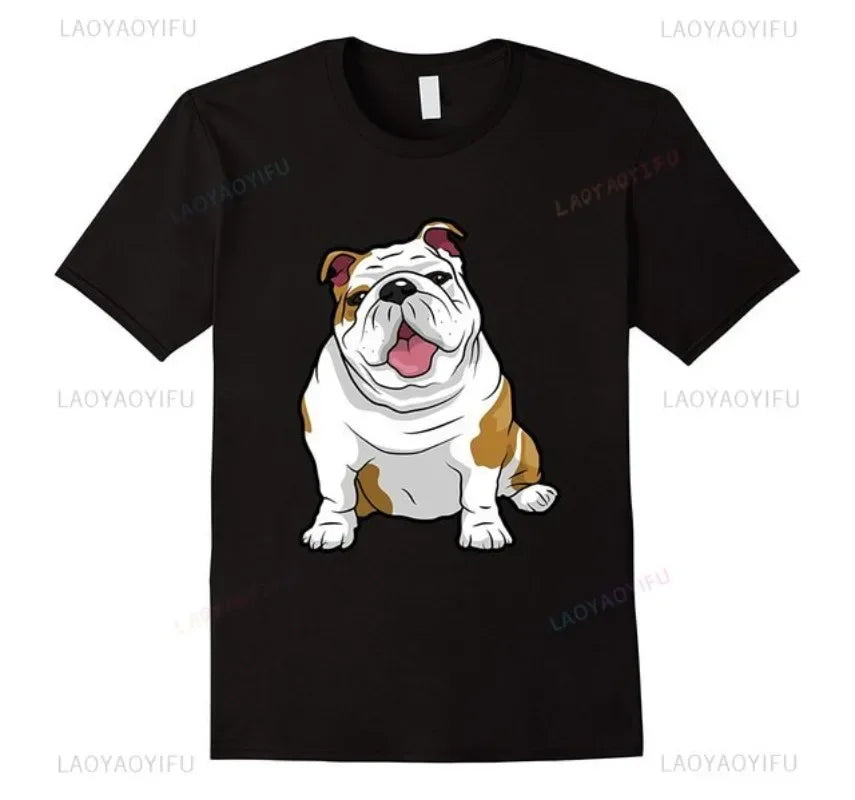 Funny Creative Nope Lazy French Bulldog O-Neck T-Shirt for Men and Women Casual Short Sleeve Cotton Top