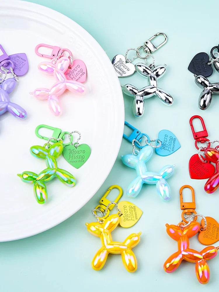 Cute Y2K Acrylic Cartoon Balloon Dog Keychain for Women Bag Pendant and Car Accessory