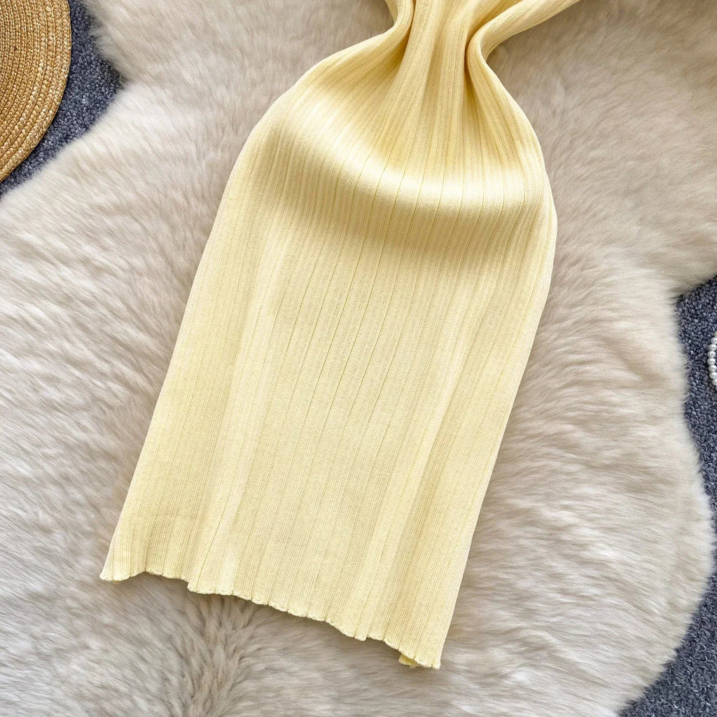 Knit Bodycon Sundress for Women With Striped Pattern