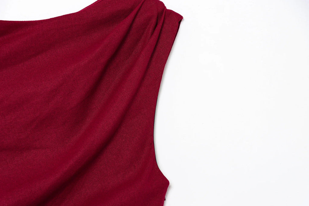 Women's Pleated Asymmetric Evening Dress High Waist Zipper