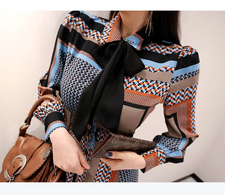 Vintage Print Long Shirt Dress For Women Ankle Length