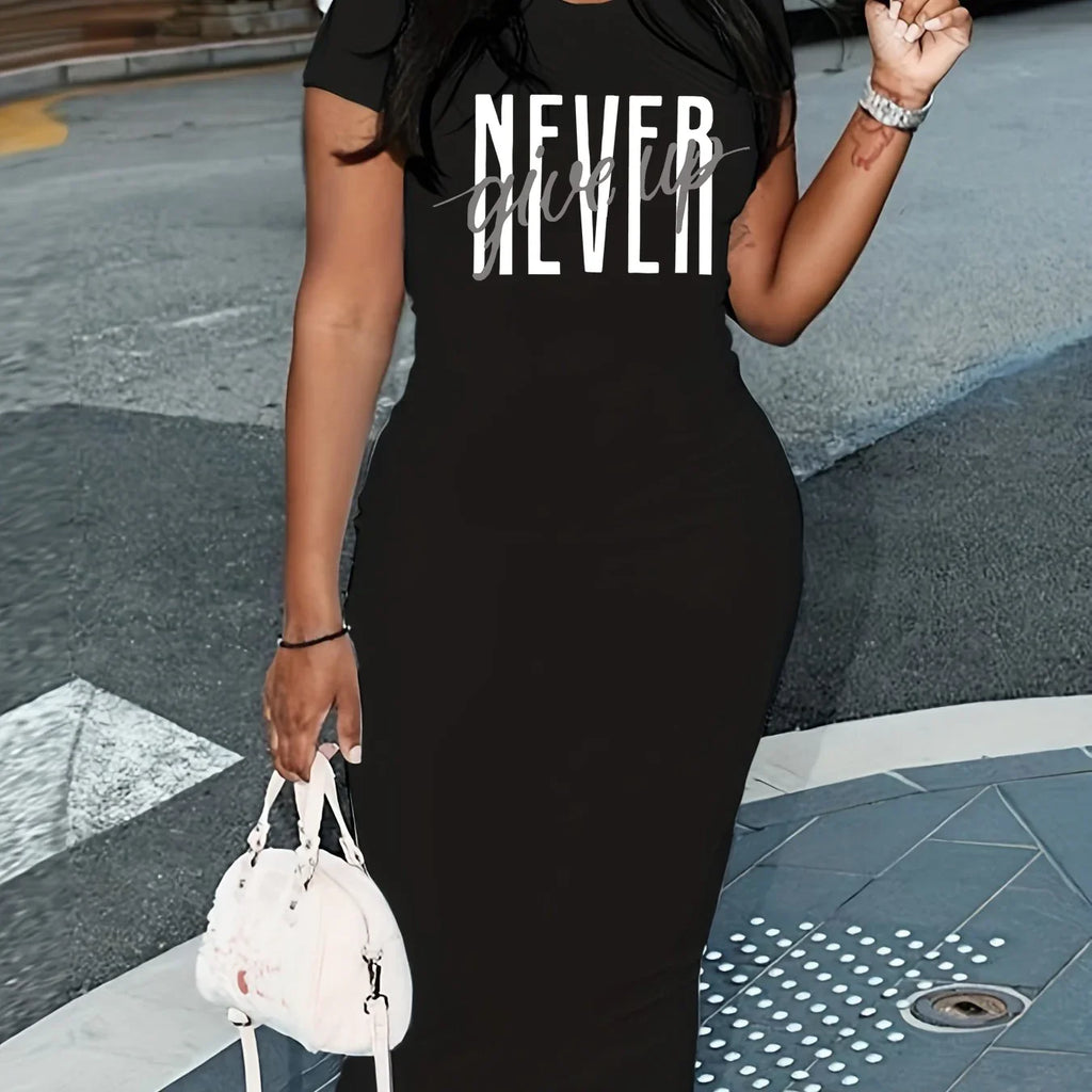 Women's Casual Slim Fit Dress Inspirational Quote Dress