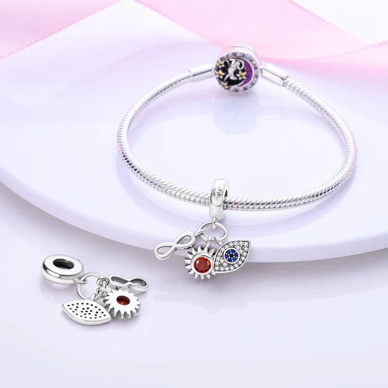 925 Silver Devil's Eye Charms Beads for Women DIY Jewelry Making