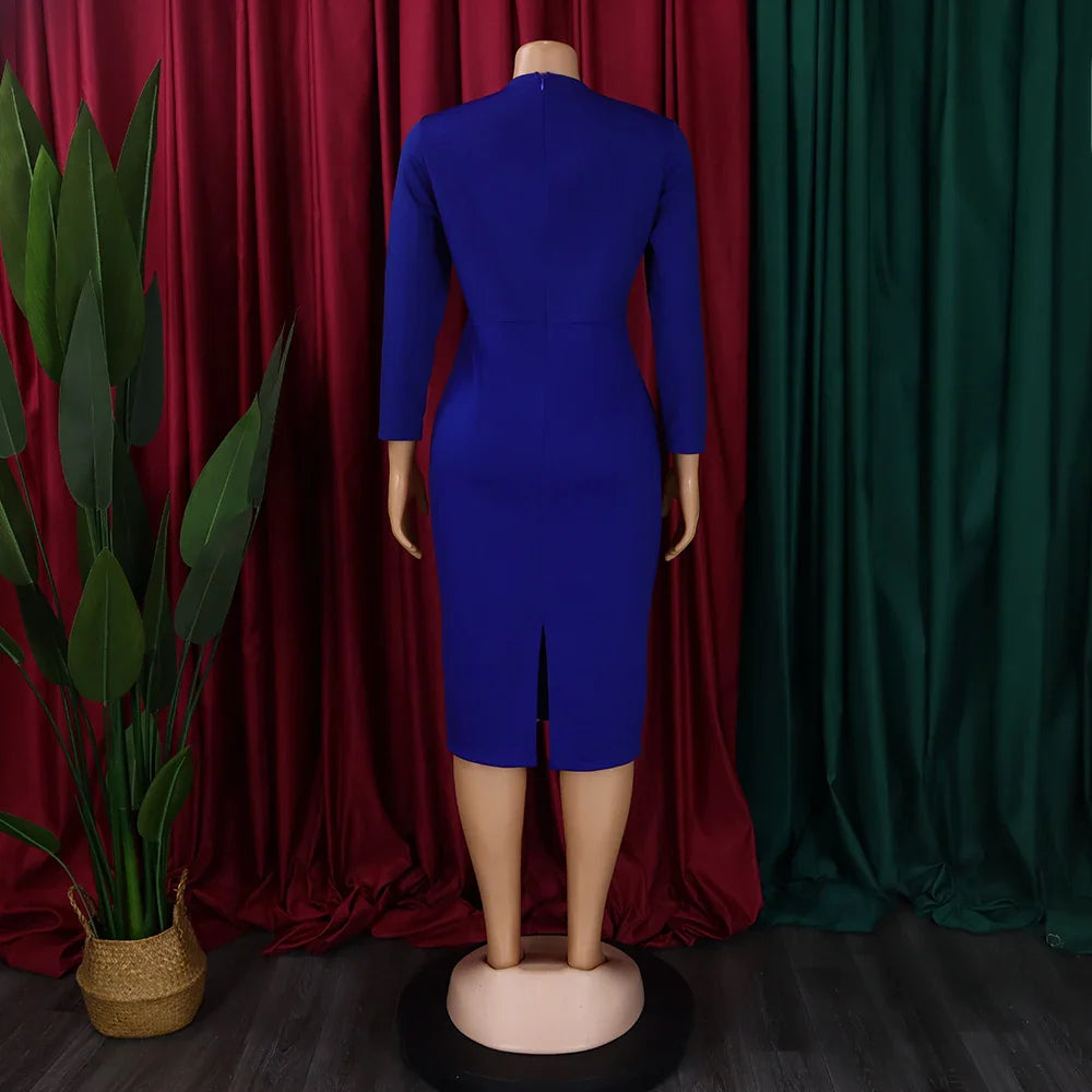 Office Dress For Women Professional O Neck Striped Sheath