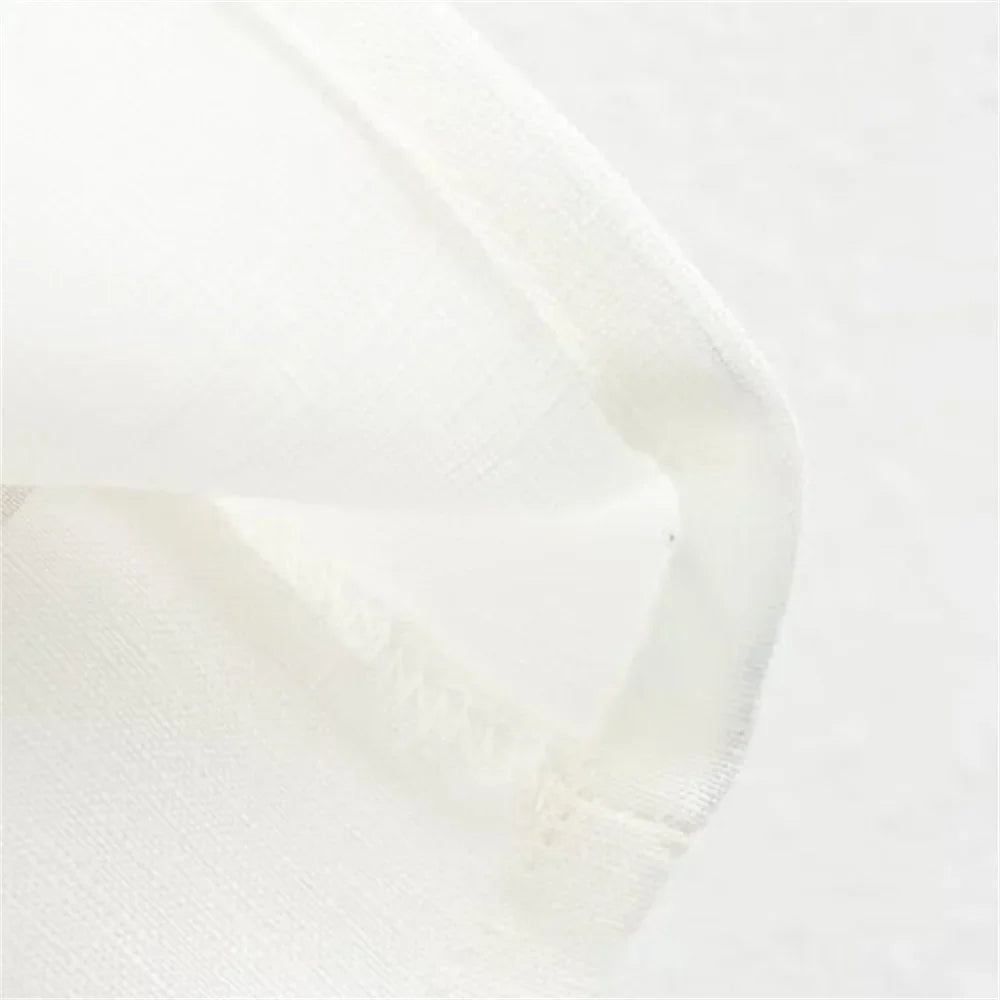 Women's Casual Polo Collar Long Sleeve Linen Shirt and High Waist Pants Set