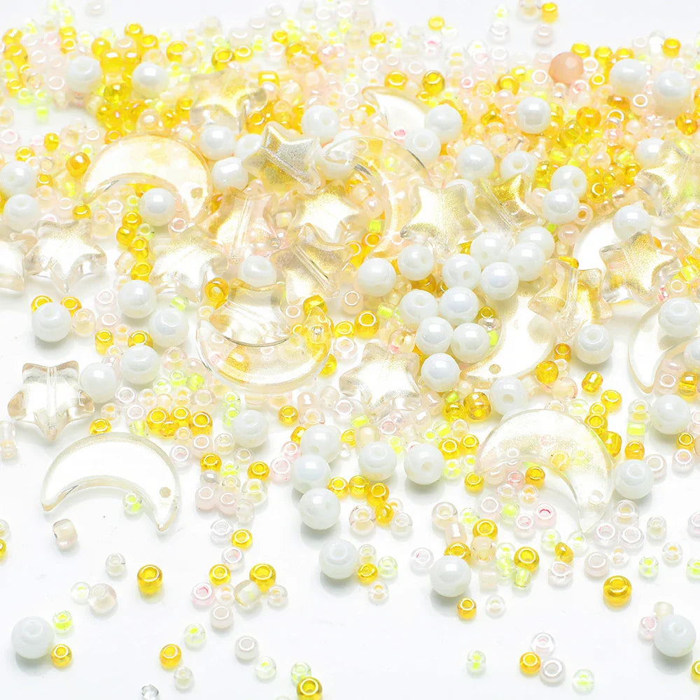 Mixed Star and Moon Crystal Glass Beads for DIY Jewelry Making Craft Bracelets Necklaces and Earrings