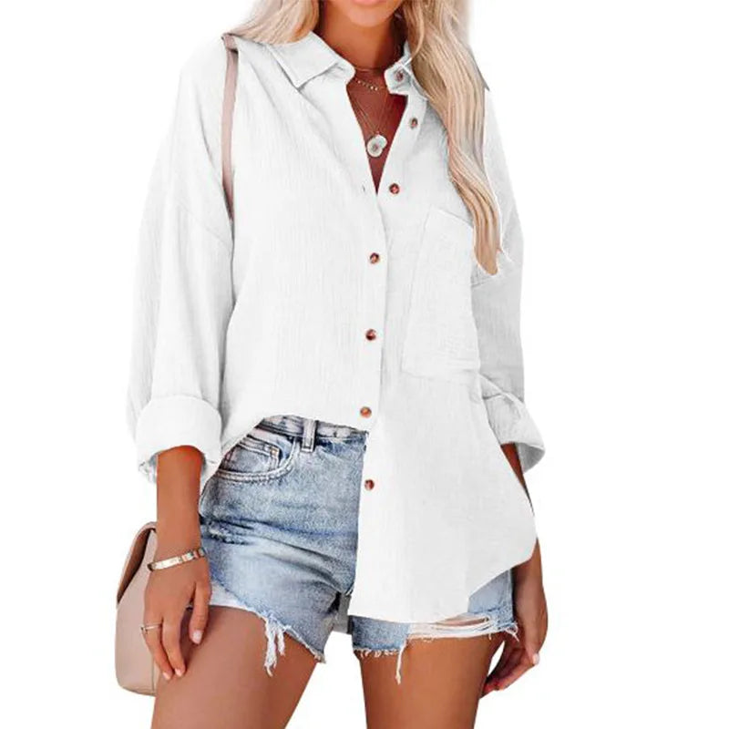 Women's High-End Long Sleeve Batwing Shirt with Drop Shoulders for Spring Fashion