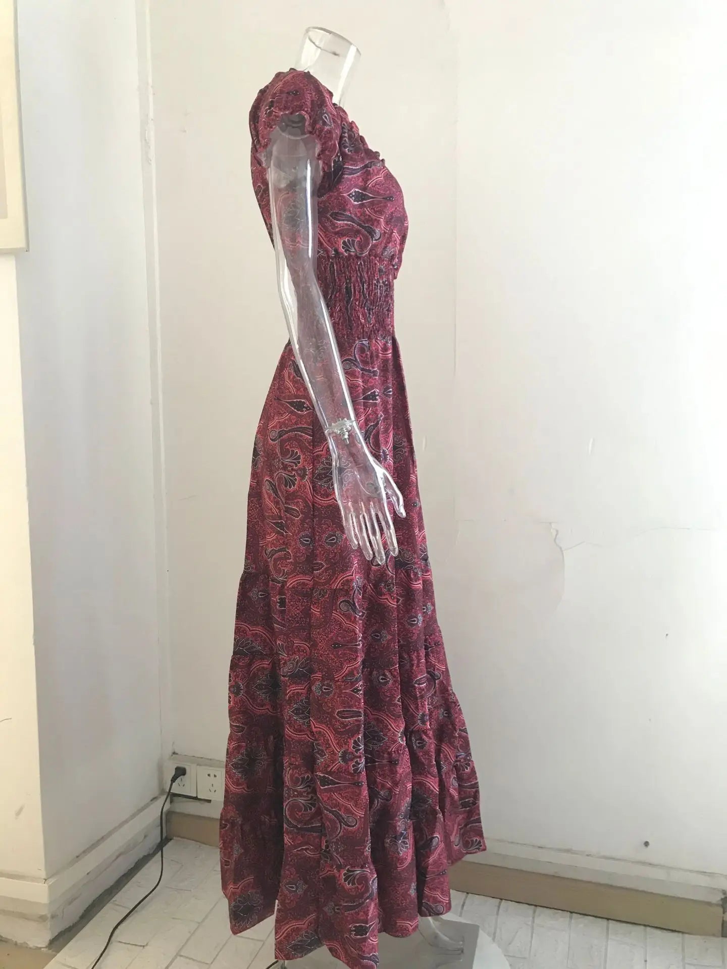 Floral Print Retro Jumpsuit With Cinched Waist Dress