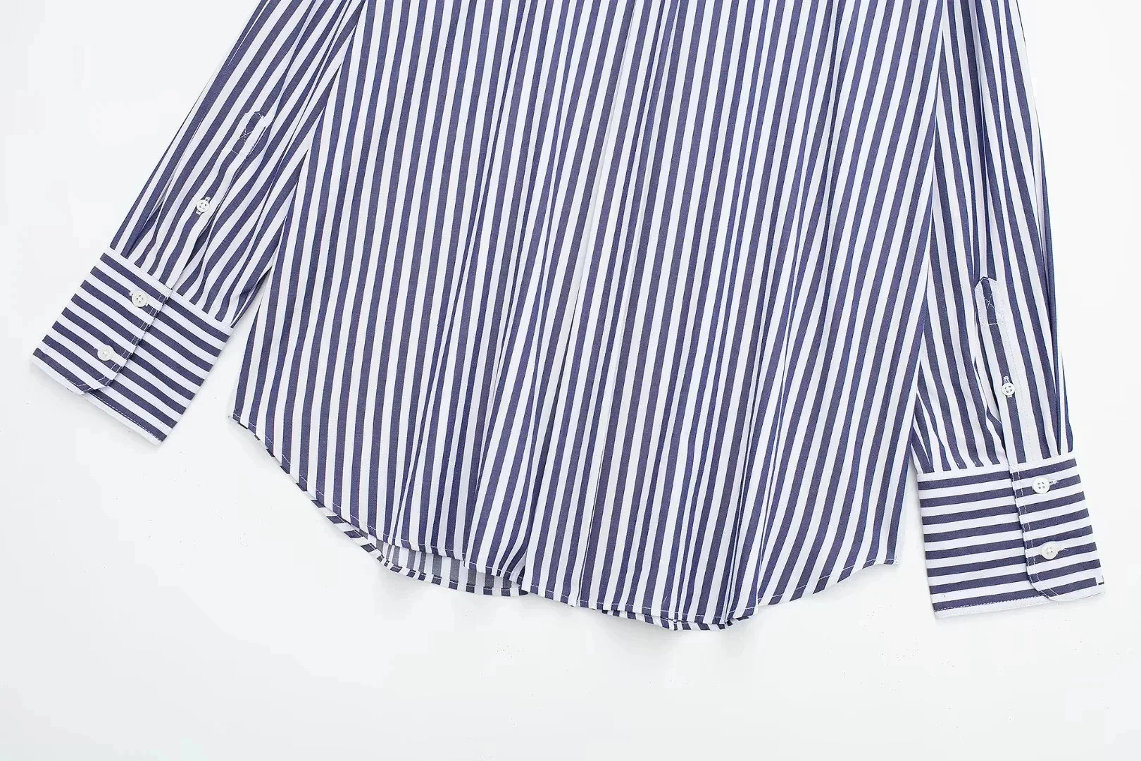 Women's Casual Striped Single Breasted Long Sleeve Lapel Blouse Elegant Solid Color Office Shirt Chic Top