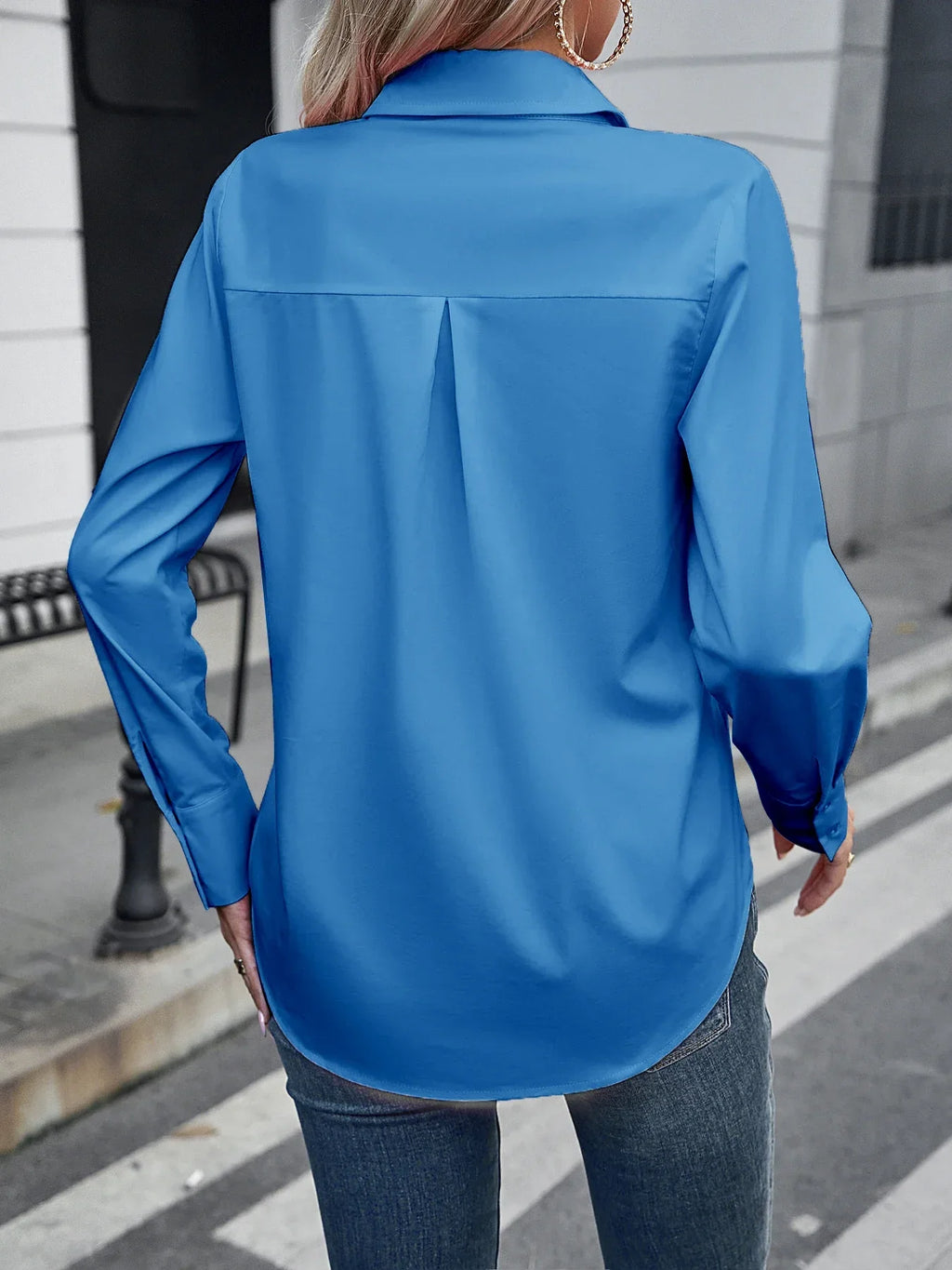 Classic White Long Sleeve Button-Up Shirt for Women Formal Collar Business Casual Work Top