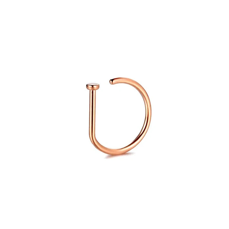 D-Shape Septum Nose Ring Clip On 316L Stainless Steel Fake Piercing Jewelry for Men and Women, 1/3/5 Pieces
