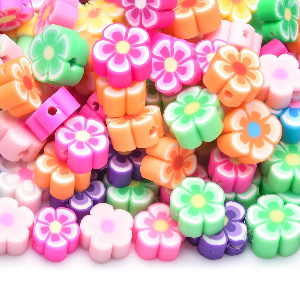 30PCS 10mm Heart Shape Polymer Clay Beads for DIY Jewelry Making and Handmade Bracelets