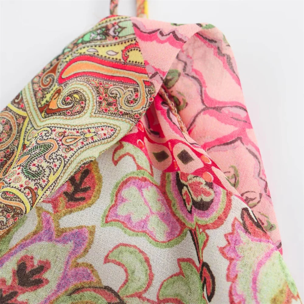 Backless Patchwork Printed Summer Dress For Women Slim Fit