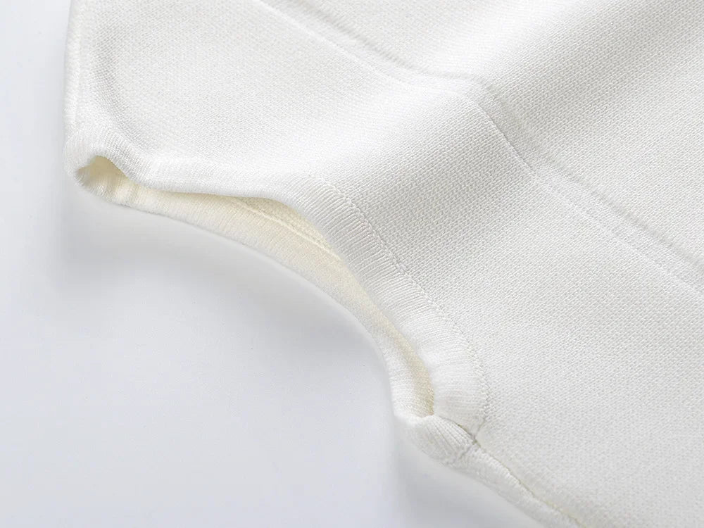 Summer Knit Dress V Neck Sleeveless Mini Solid Chic