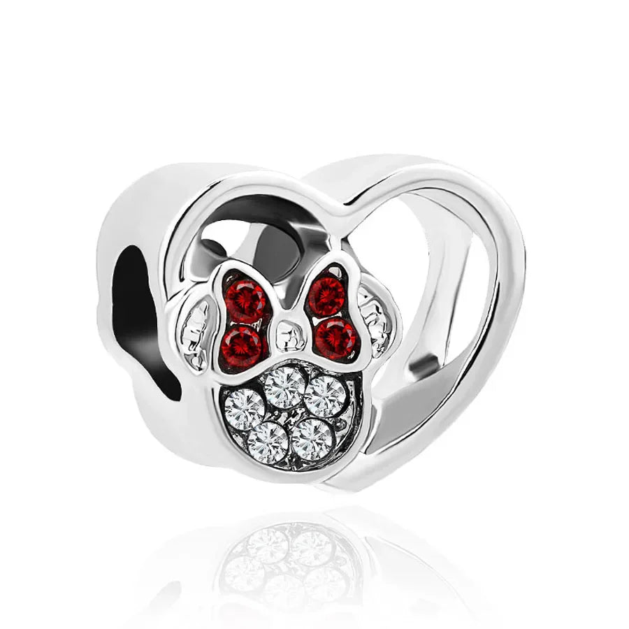 Disney 925 Sterling Silver DIY Charm Compatible With 3mm Bracelets Featuring Mickey Mouse Ferris Wheel And Suitcase Designs