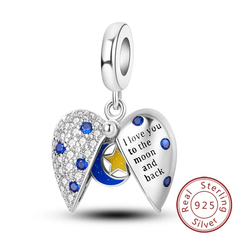 925 Sterling Silver Forever Love Heart Charms Beads for Sister Family Bracelet Jewelry Gifts