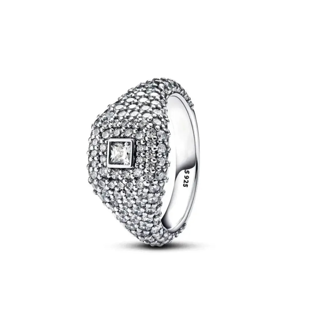 925 Sterling Silver Heart Stone Ring for Women in Size 6 7 8 9 for Wedding and Party Jewelry