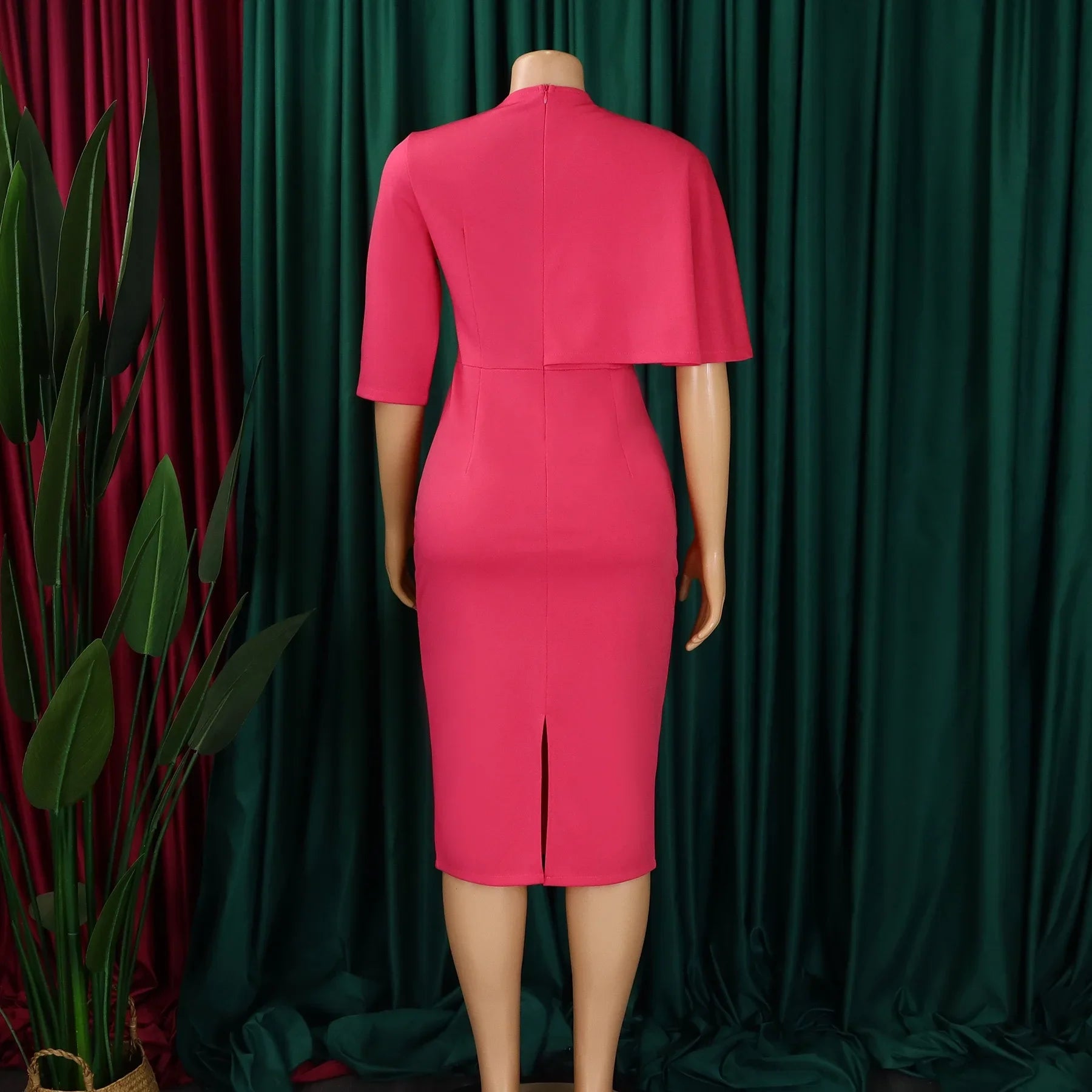 Women's Office Dress V Neck Solid Midi Formal Workwear